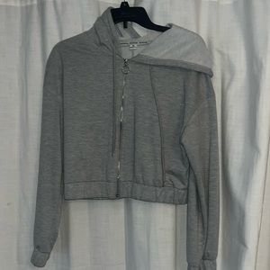 Grey cropped zip up hoodie